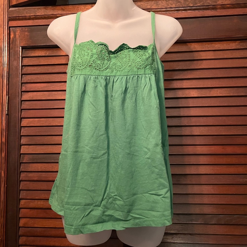 y2k green gap lace tank top